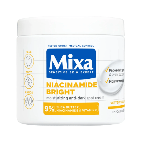 Mixa Niacinamide Bright Anti-Dark Spot Moisturizing Cream for Face, Body & Hands - 400ml