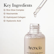 Arencia Rice Mucin Glow Serum with Collagen, Hyaluronic Acid & Niacinamide – 30ml