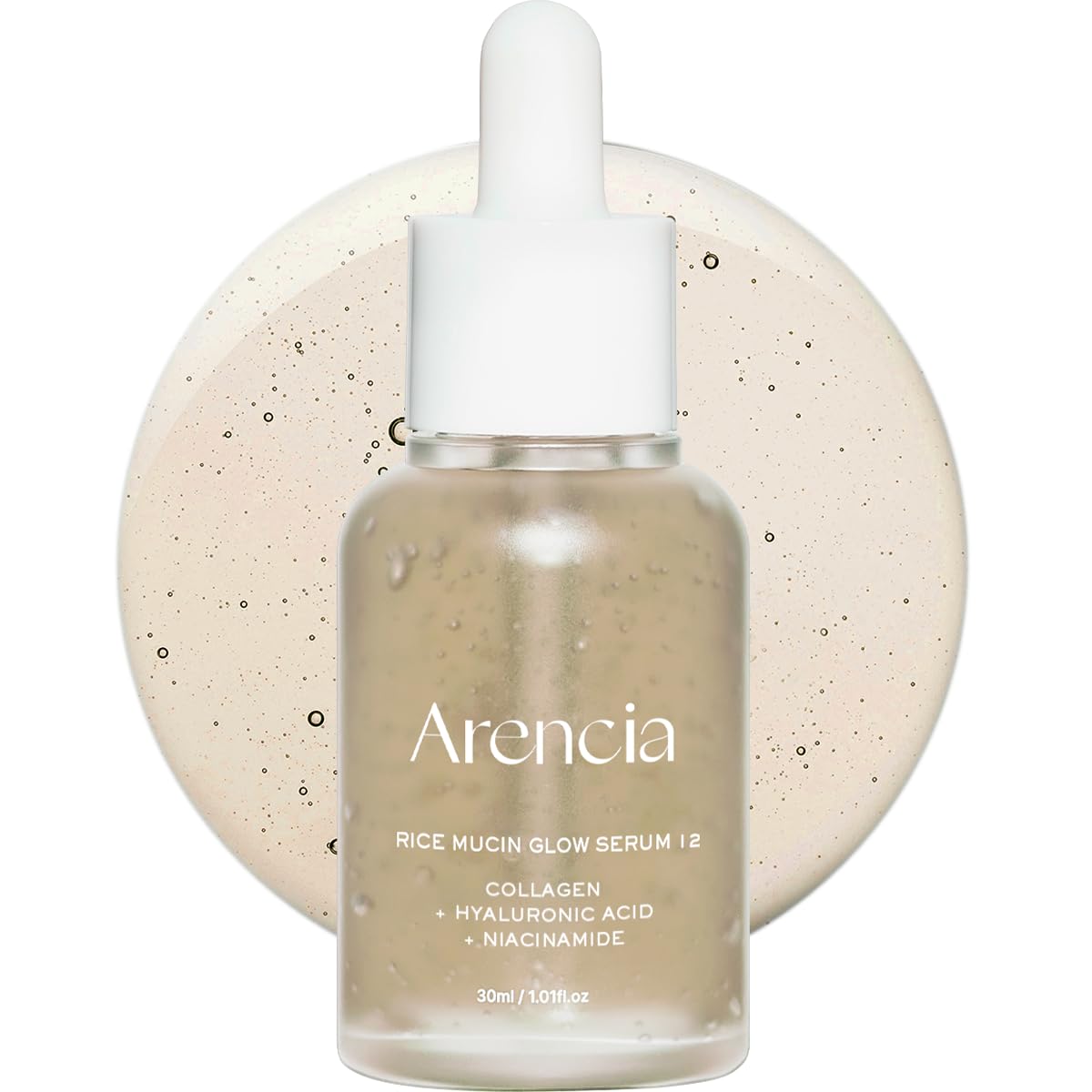 Arencia Rice Mucin Glow Serum with Collagen, Hyaluronic Acid & Niacinamide – 30ml